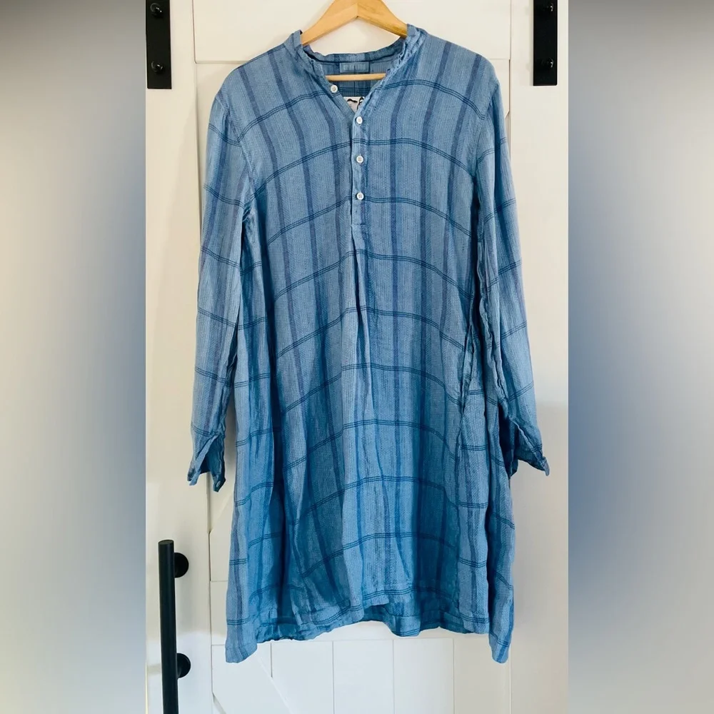 NWT CP Shades Linen Jasmine Plaid Print Tunic - Picture 2 of 7